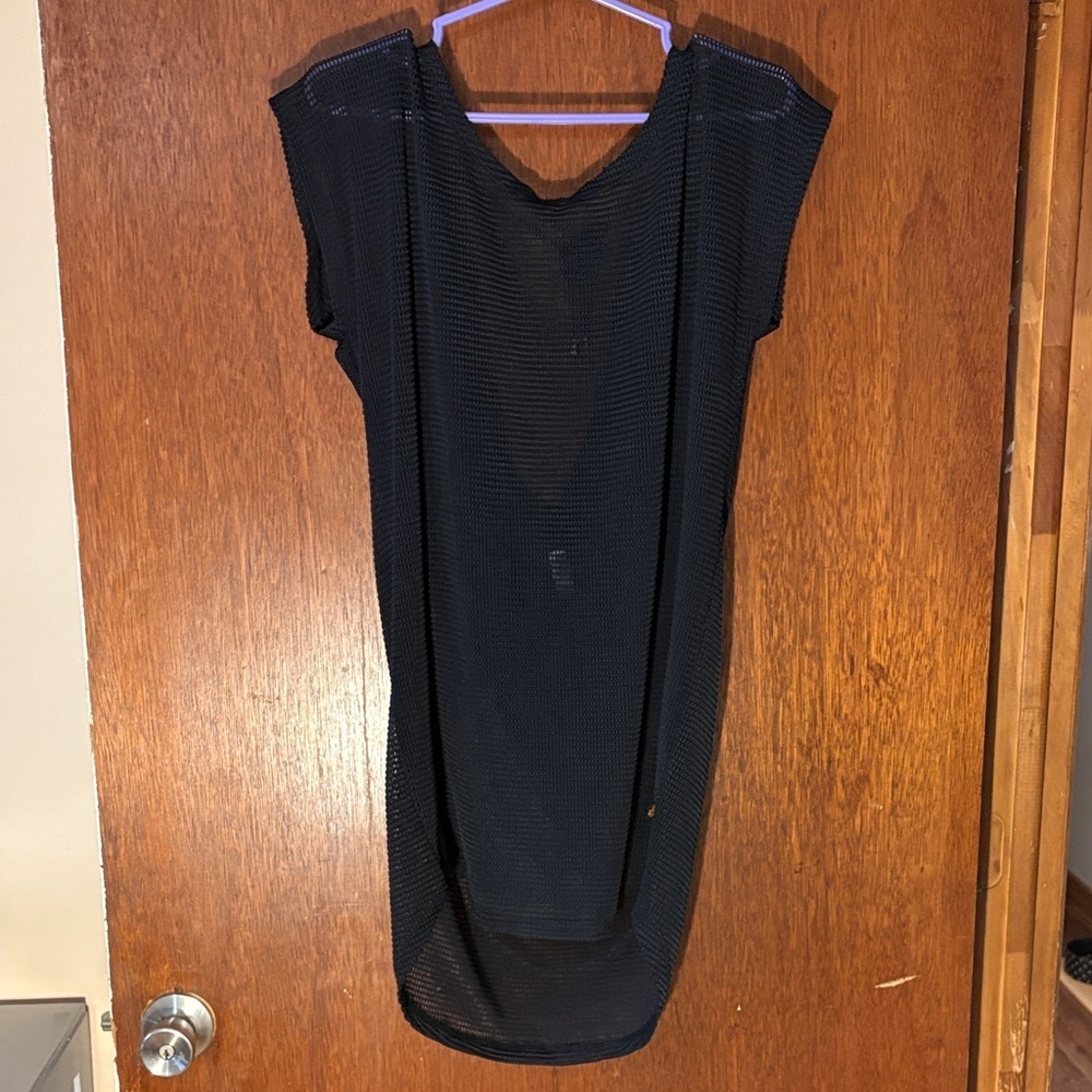 Aqua - Elegant Black Mesh Swim Coverup